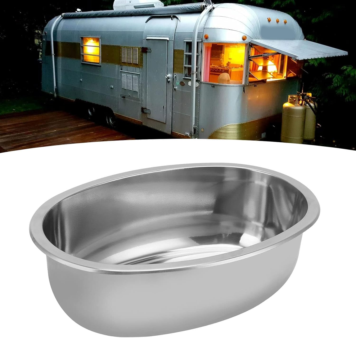 393x273mm Stainless Steel Sink, Kitchen Sink, Marine Sink, Marine Boat Oval Sink, Oval Shape Wash Basin,with 40mm Drain