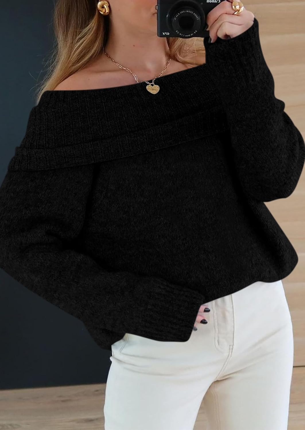 PRETTYGARDEN Women's Off The Shoulder Sweater Long Sleeve Tops 2026 Fall Loose Knit Pullover Sweaters Winter Clothes - Image 7