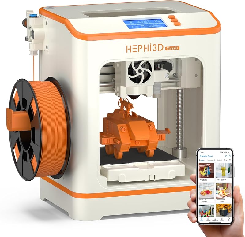 TINA2C 3D Printer for Kids & Beginners, Ready to Print in 5 Mins | Fully Assembled, Auto Leveling, APP & WiFi Control, 3000+ Model Library & 25+ DIY Module Ready Mini 3D Printer for Home, STEM