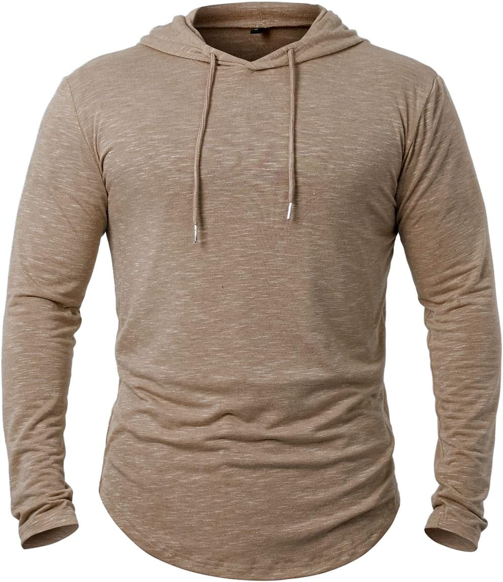 MANSDOUR Men's Athletic Hooded Shirts Long Sleeve Workout Sport Hoodie Casual Running T Shirt Quick Dry Pullover Top