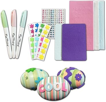 Eggmazing Egg Decorator Easter Egg-cessory Pack - Accessory Pack for Egg Decorating - Markers, Adhesive Jewels and Foam Stickers - Arts and Crafts Kit, Ages 3 and Up