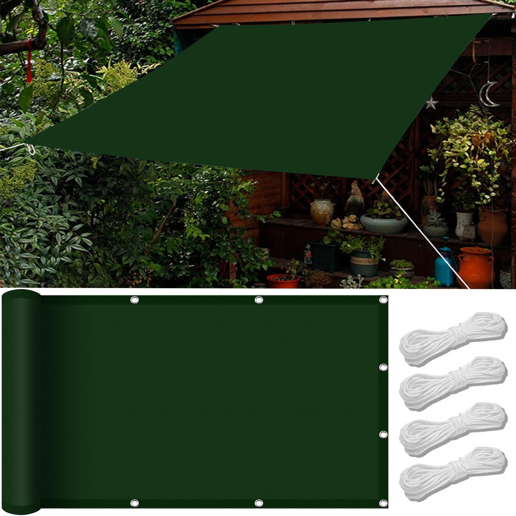KLGFBDC Dark Green Sun Sail 2.5 x 4.5 m UV & Wind Protection Awning with Eyelets for Garden Patio Camping Durable Outdoor Shade Canopy for Sun Protection