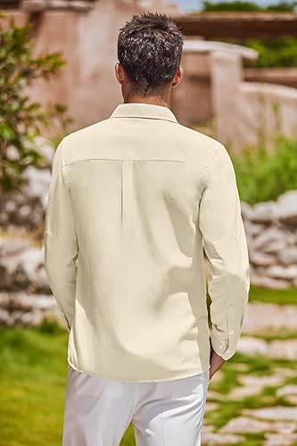 Miniatura 23 de COOFANDY Camisa Oxford de manga larga con botones para hombre, camisas de vestir de ajuste regular