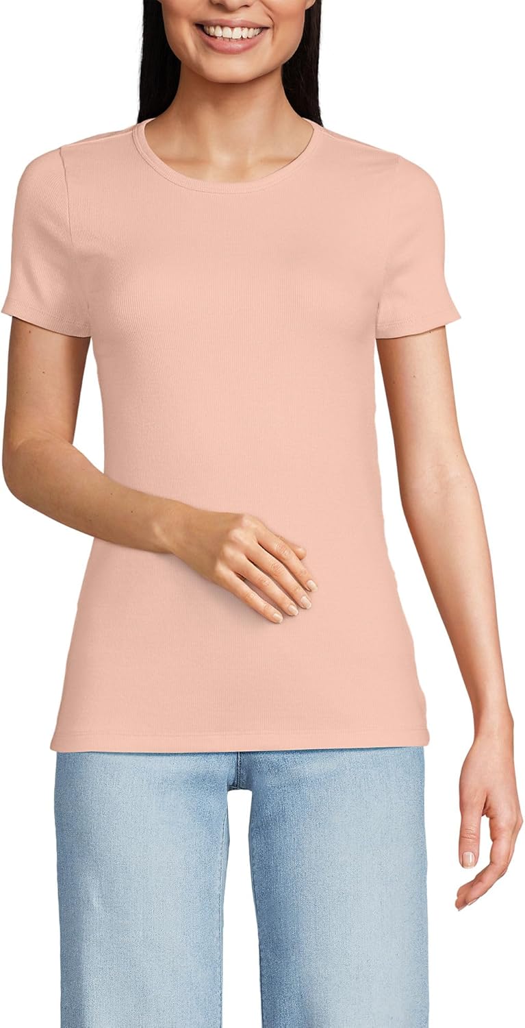 Lands' End Women's Cotton Rib Knit T-Shirt