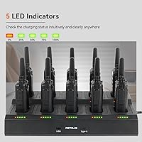 Vista 5 de Retevis RT68 2 Way Radio, Long Range Walkie Talkies for Adults (10 Pack) with 10 Multi Way Charger, Easier Securer Charging, 1200mAh, Compact