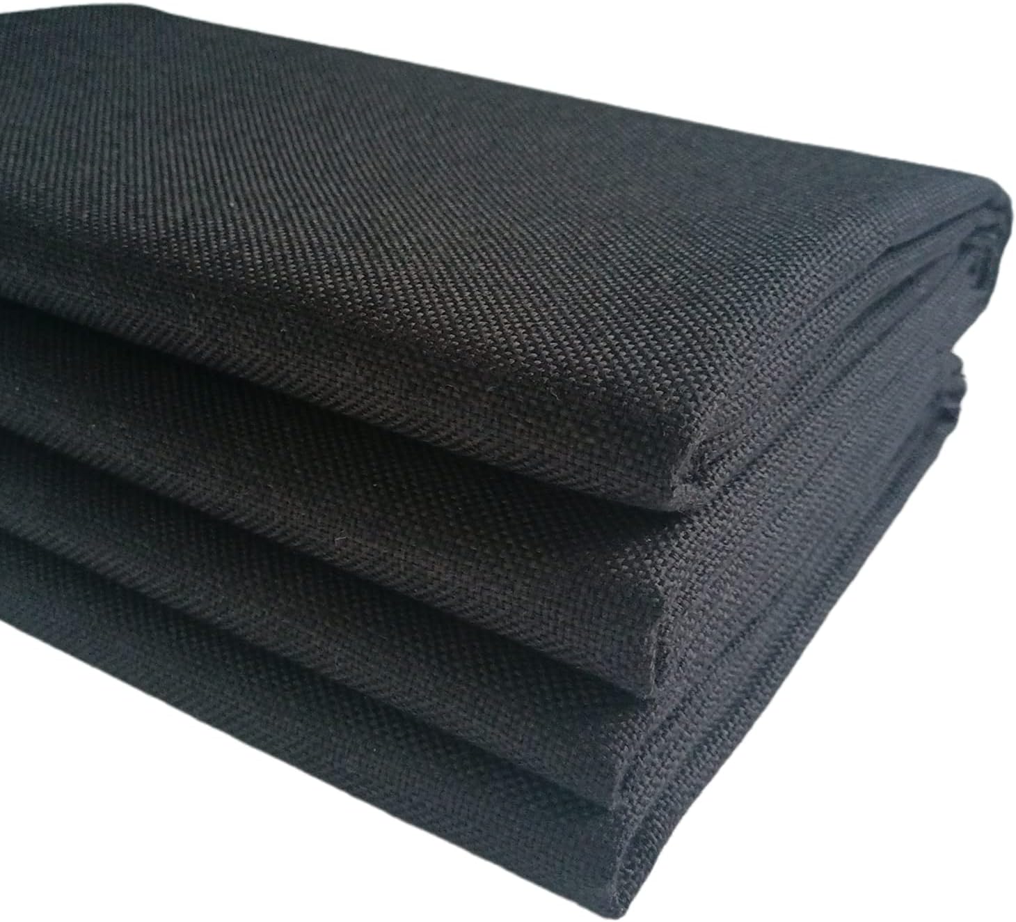 TinaKim Faux Slub Linen Upholstery Fabric, for Chairs Couch Settee Cover Material (Black, 3 Yard (57x 108 inch))