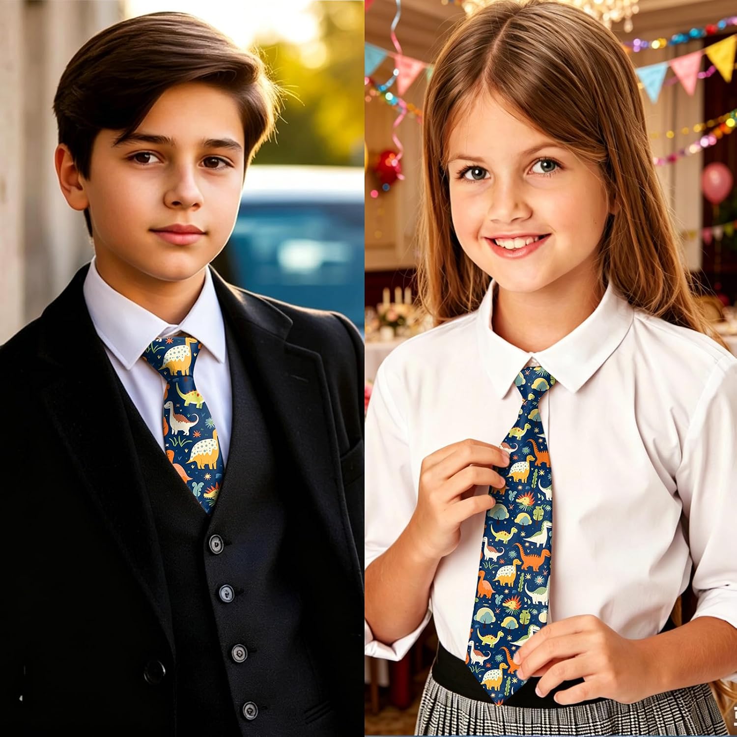 Boys Tie Pre-tied Adjustable Necktie for Kids Girls Leisure Cute Decoration Wedding Birthday Party Graduation