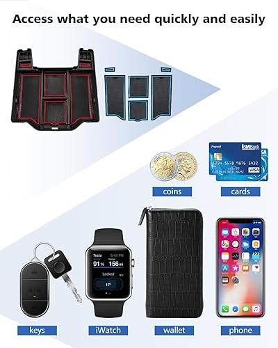 Miniatura 5 de FIILINES Organizador de consola central compatible con Dodge Ram 1500 2500 3500 2019-2023, caja de almacenamiento para reposabrazos de ABS, bandeja