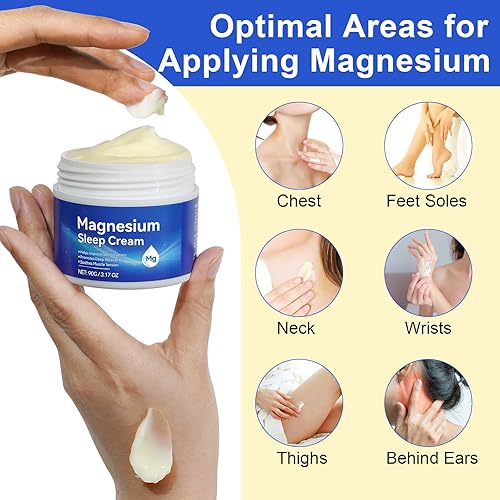 Miniatura 5 de Crema de magnesio para dormir - Aceite de magnesio puro de primera calidad para pies con vitamina E, loción de magnesio para el cuerpo y aceite de