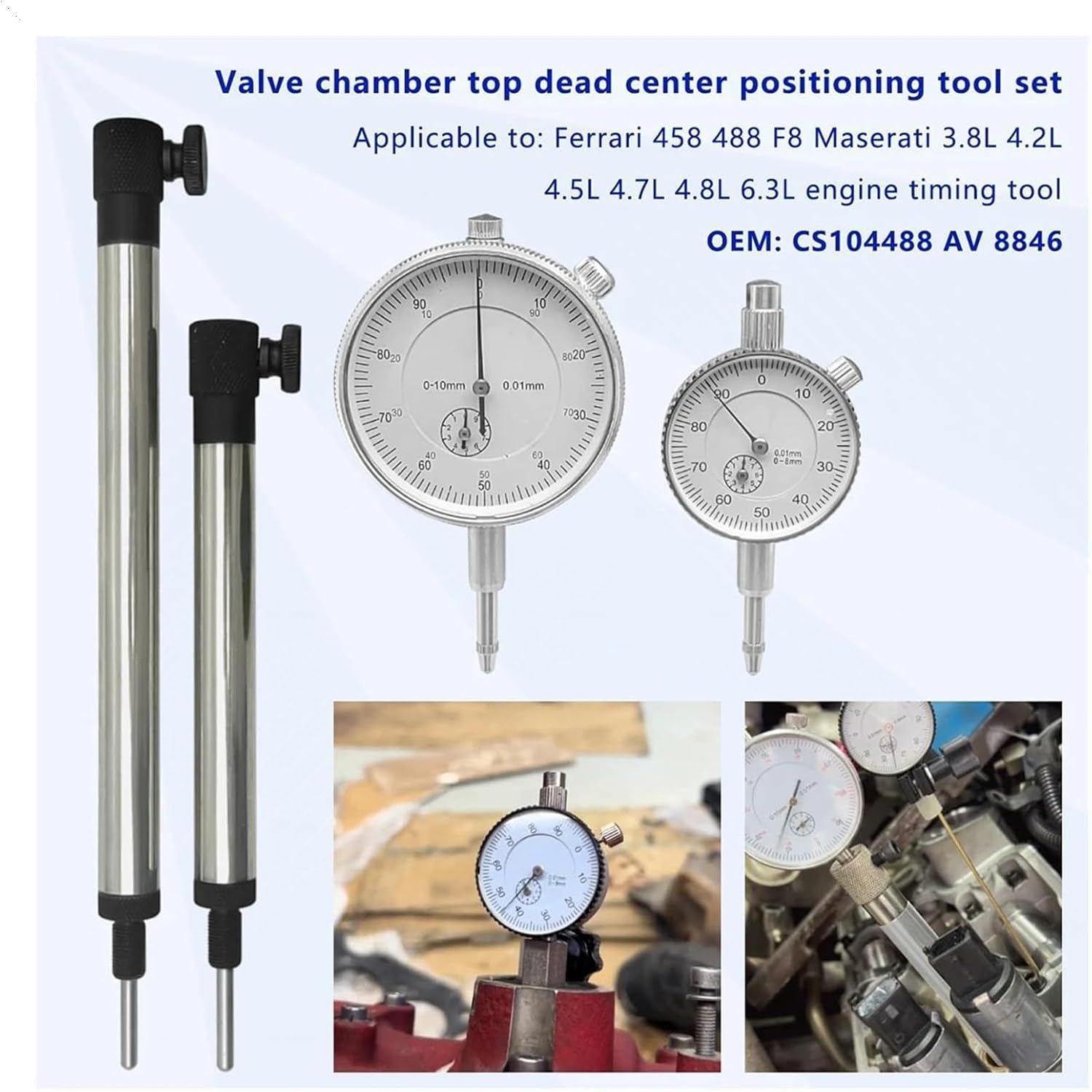 Engine Camshaft Locking Timing Tool Compatible with Maserati for President Geberit for Levante 3.8L 4.2L 4.5L .7L .8L 6.3L Compatible with Ferrari 458 488 F8