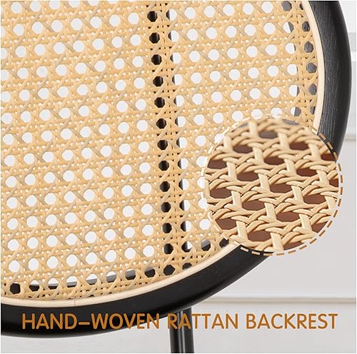 Miniatura 6 de Scurrty Taburete de bar de ratán, taburetes de bar de altura de mostrador, taburetes de bar de cuero para interiores con patas de metal y respaldo