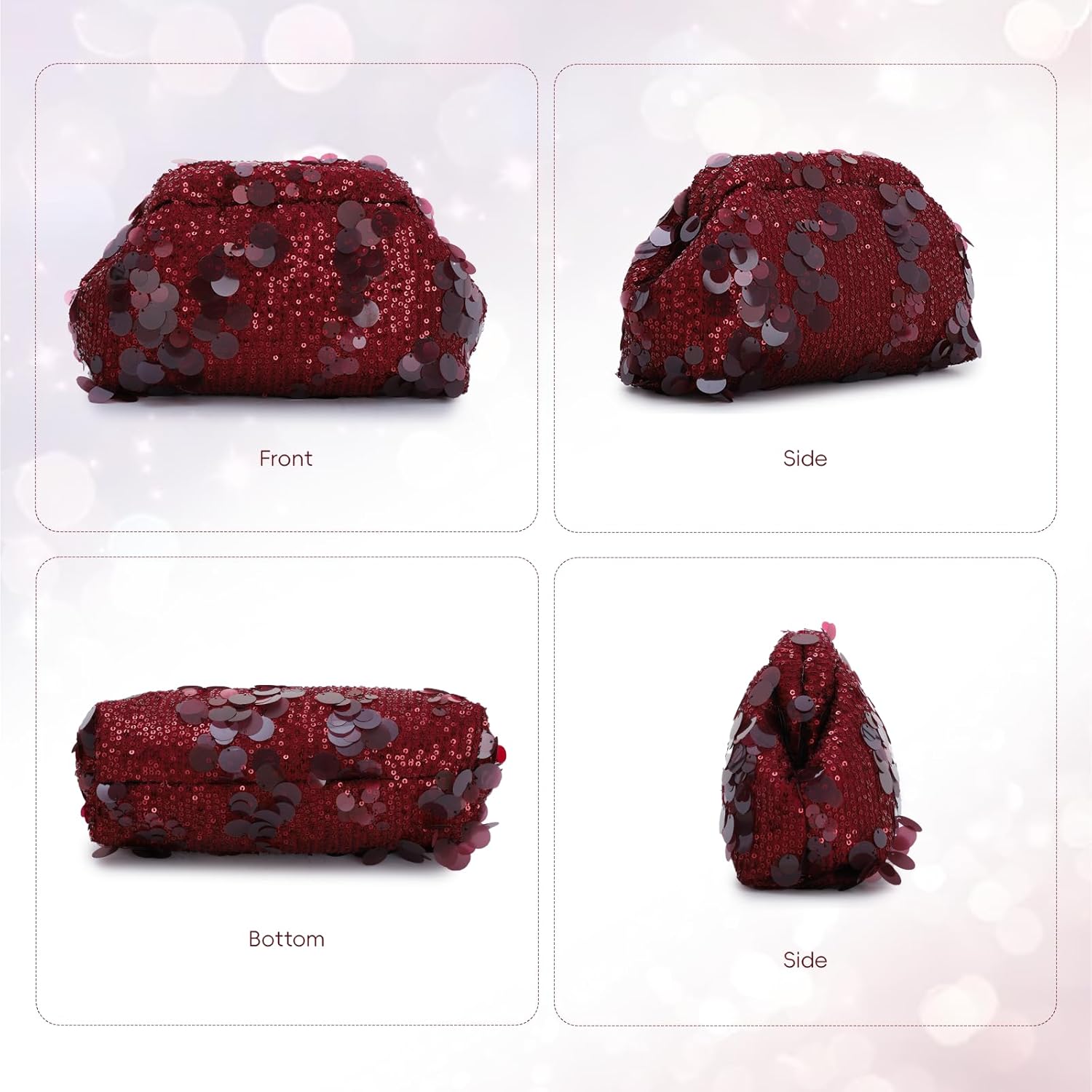 Freie Liebe Sequin Clutch Purse for Women – Sparkly Beaded Evening Bag with Chain for Wedding Party Prom