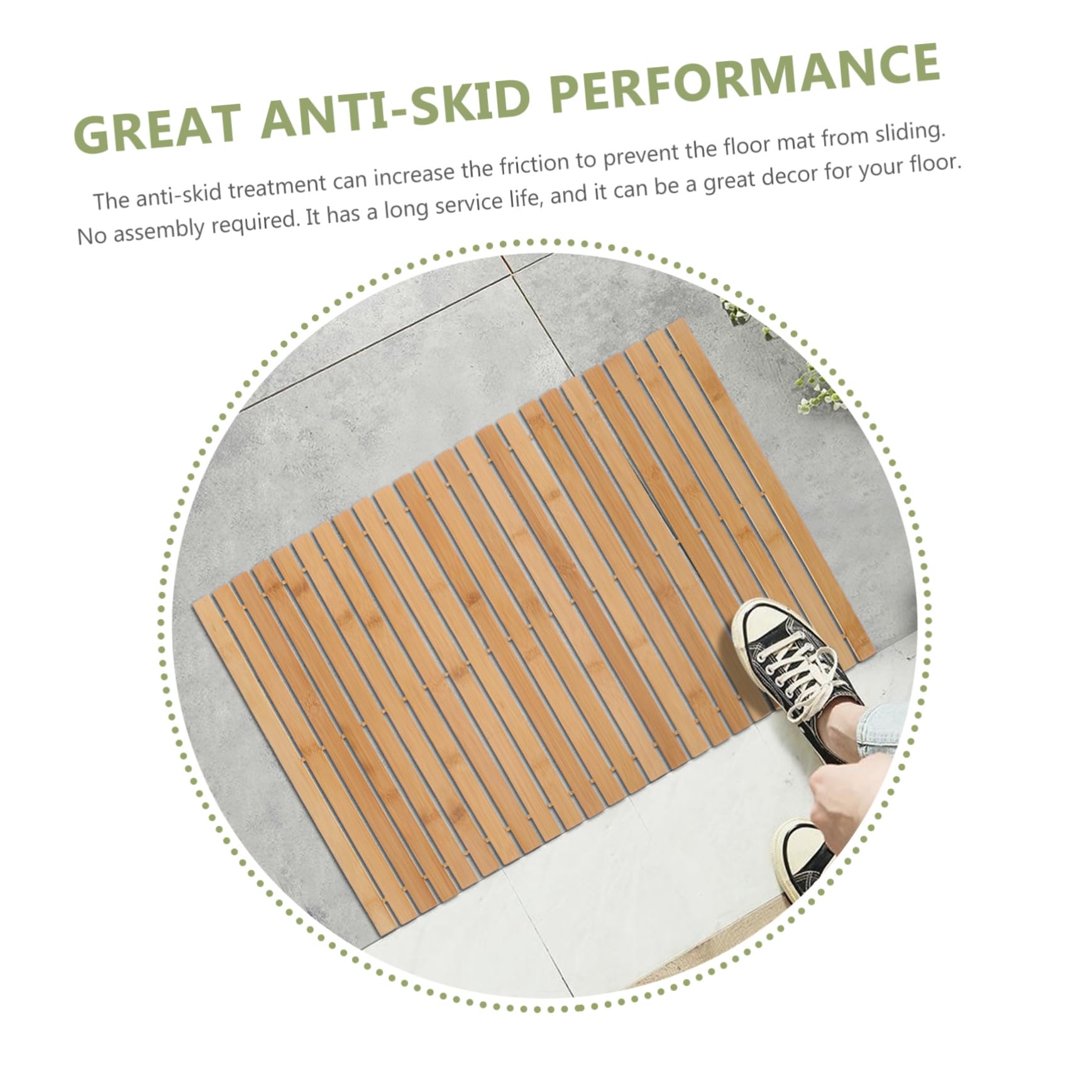 Alipis Tapis de Bain en Bambou Marron Antidérapant pour Chambre