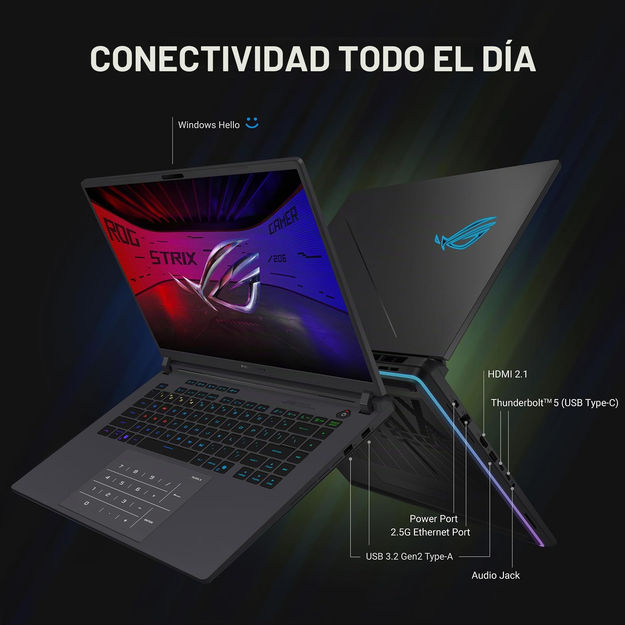 ASUS ROG Strix G16 - Laptop para juegos, pantalla IPS de 16 pulgadas 2.5K 240Hz, Intel Core Ultra 9 275HX, GeForce RTX 5080 16GB GDDR7, 32GB DDR5 RAM, 1TB PCIe SSD, Wi-Fi 7, teclado de diseño