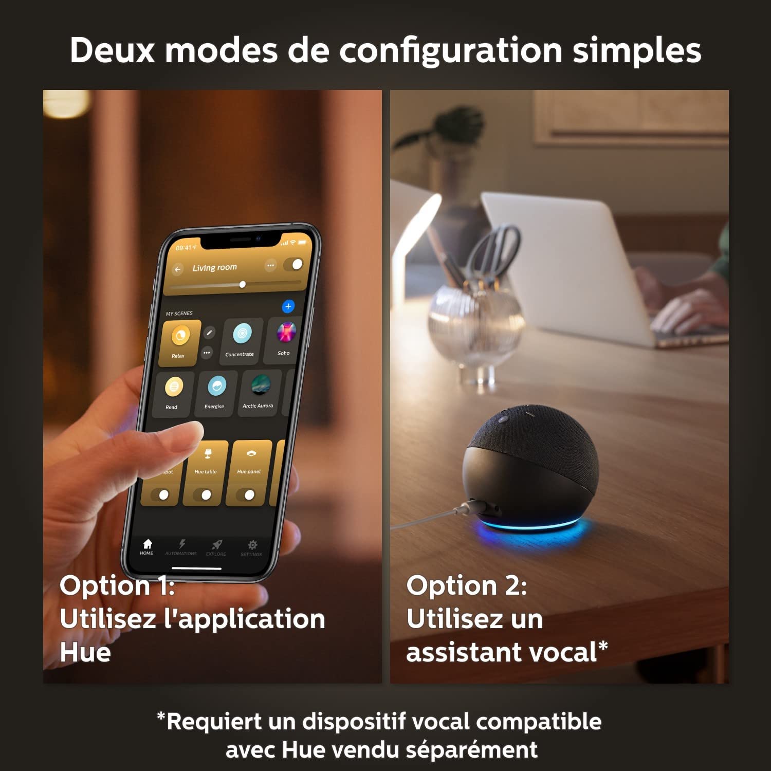 Philips Hue Hue White Ambiance 2 Ampoules Smart Culot E14 avec Bluetooth 5,2 W + White Ambiance Ampoule Smart Culot E14 Bluetooth 5,2 W