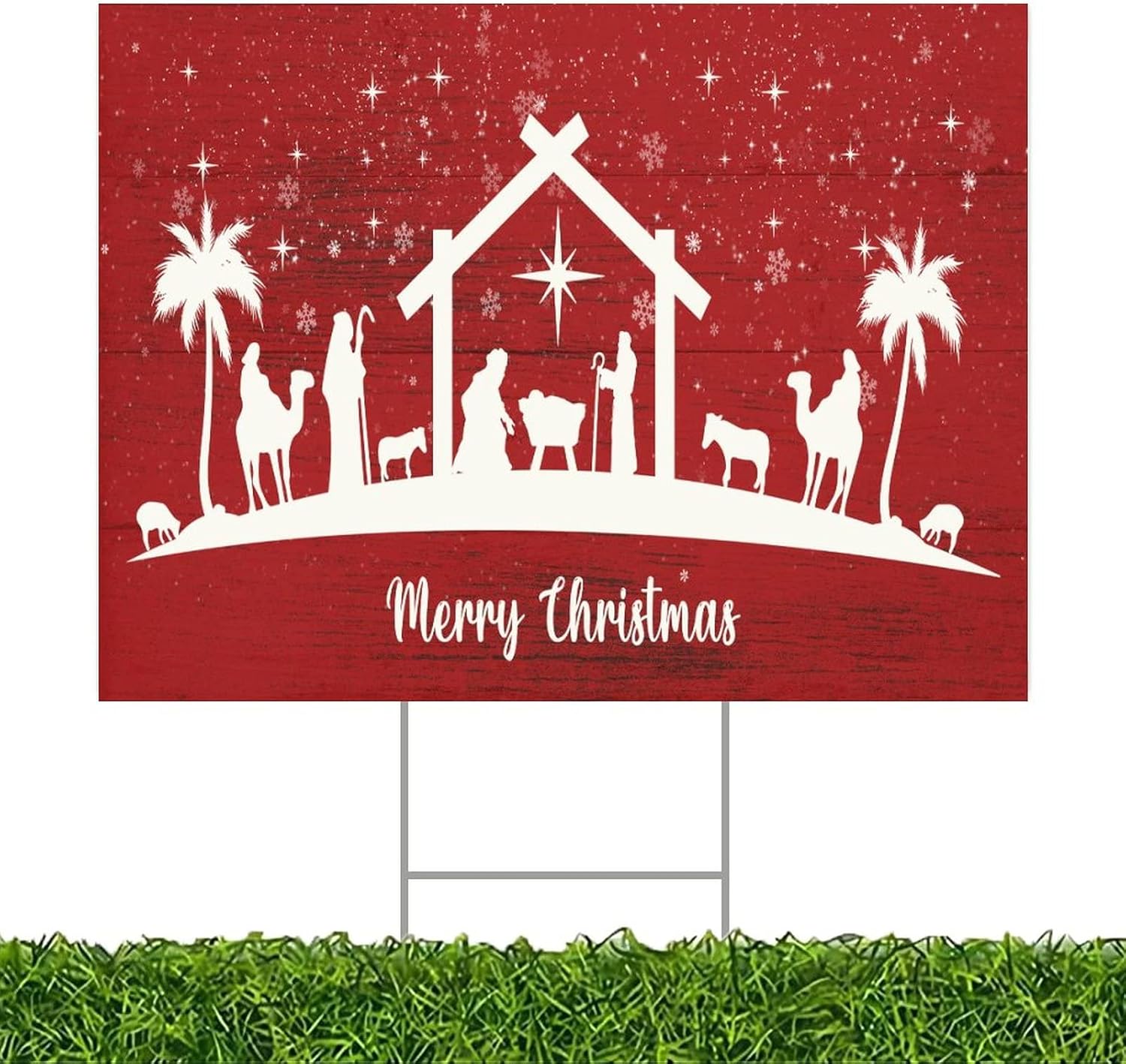 Nativity Scene Christmas Yard Sign - Manger Scene Religious Xmas Yard Sign - Double-Sided for Unto Us A Child Is Bron Outdoor Yard Signs - 18x24in