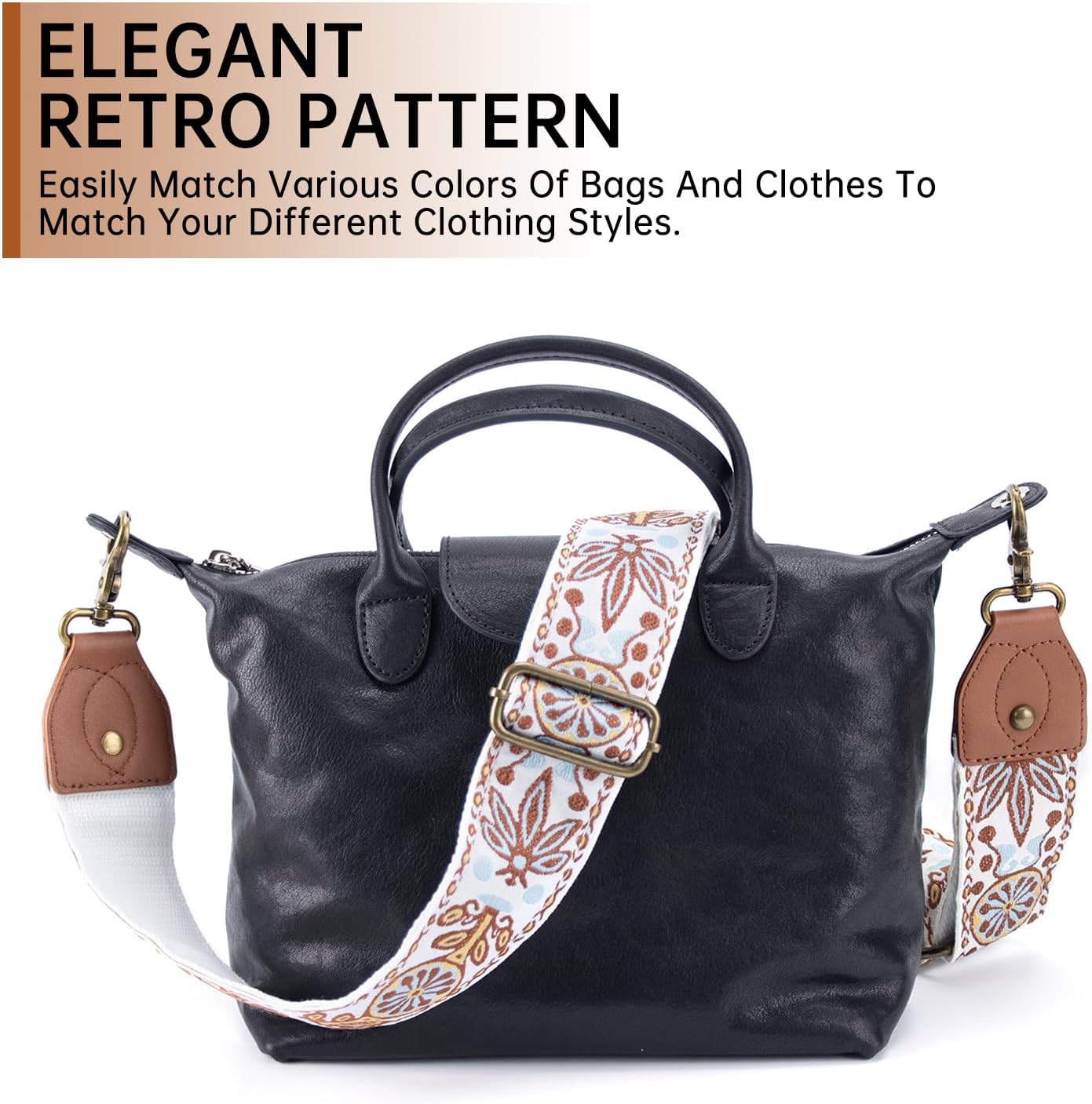 Purse Strap Replacement Crossbody Adjustable Bag Strap Retro Jacquard Embroidery Wide Shoulder Strap for Women Handbags - Image 3