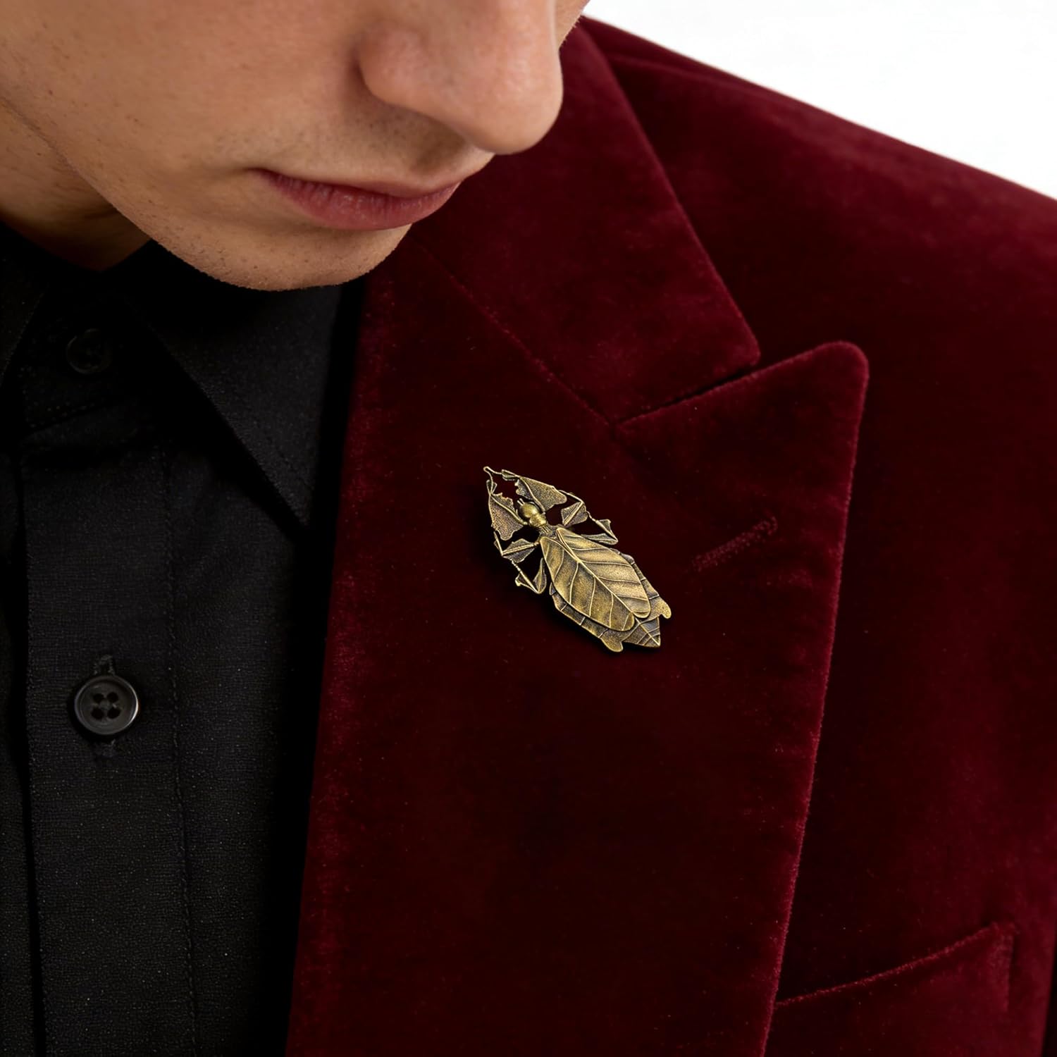 Vintage Brass Leaf Insect Lady Brooch Pin, Nature Themed Handcrafted Unisex Antique Lapel Pin for Men Women Jacket Coats Dresses Bag Accessory - Image 7