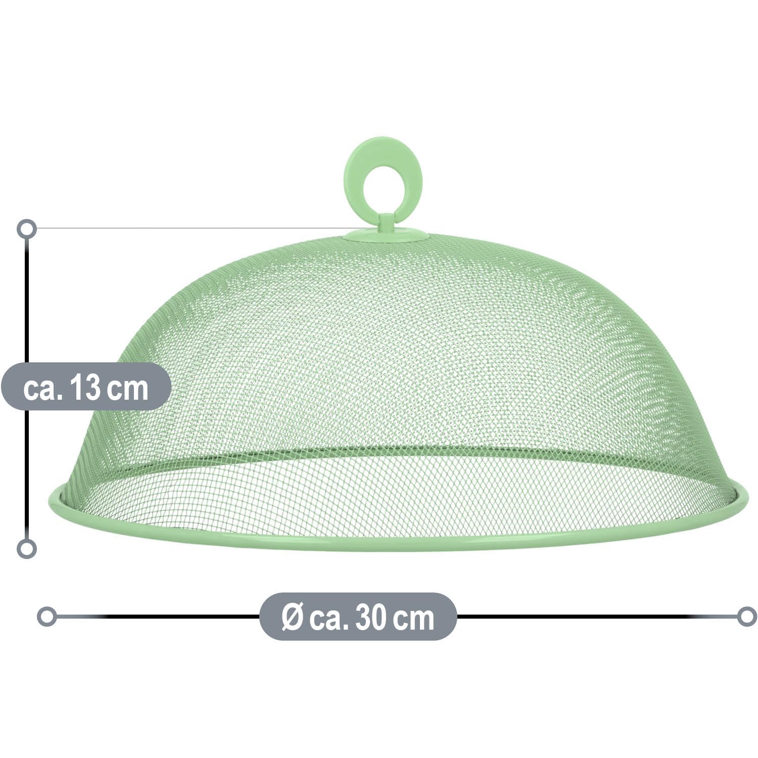com-four® 3 oslony na zywnosc Ø 30 cm, metalowa przykrywka przeciw muchom | kolorowa oslona do kuchni - tarasu i ogrodu