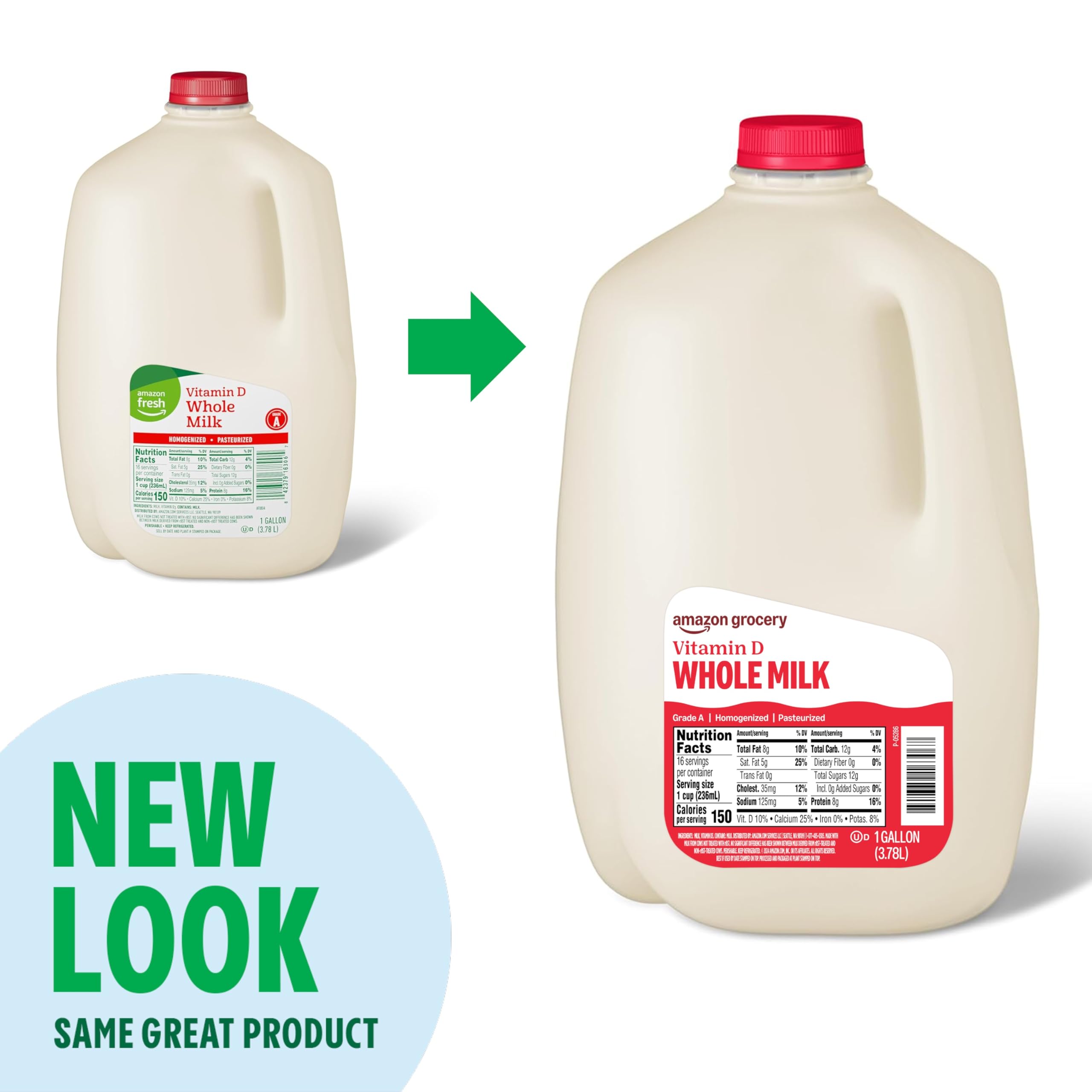 Happy Belly, Amazon Brand Whole Milk Gallon Ounces, 128 Fl Oz