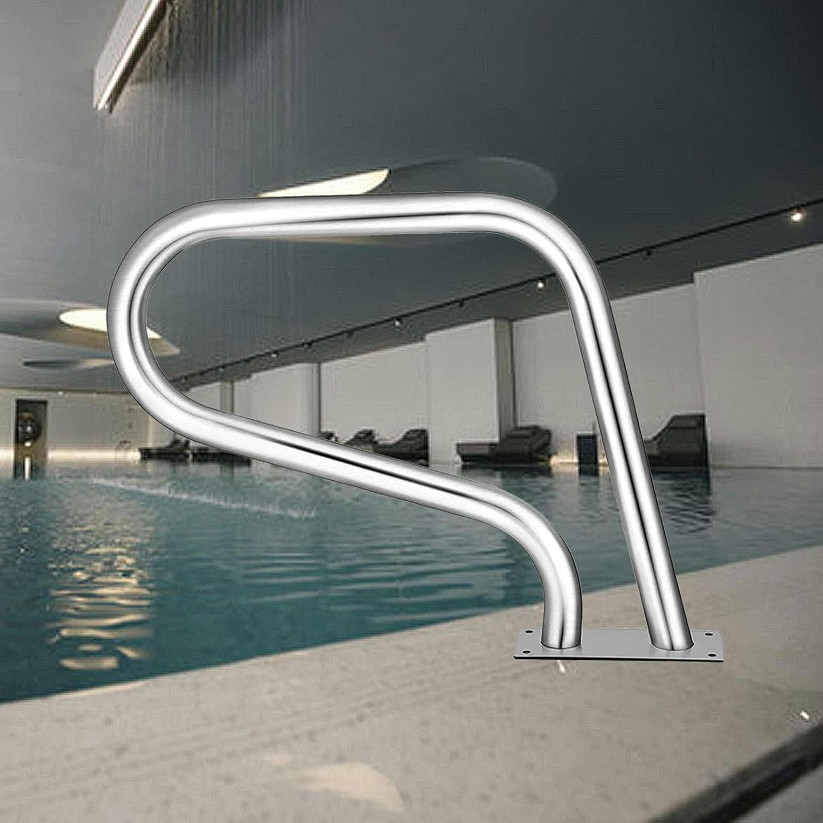 Garde-corps de piscine sécurisé avec embase pour faciliter l'accès des seniors