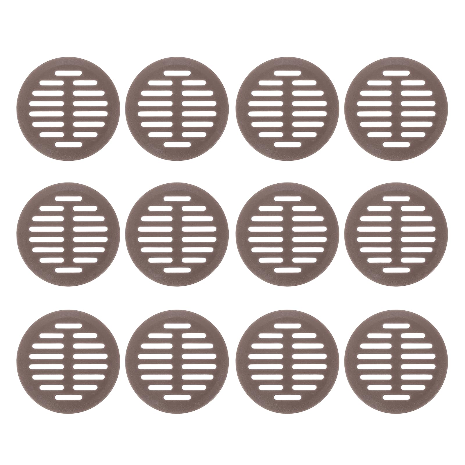 sourcing map 12 Pcs Round Soffit Vents (35mm / 1.38") - Plastic Louver Soffit Air Vent Cover Circular Air Mesh Screen Grille for Home/Bathroom/Wall/Ceiling/Cabinet, Brown