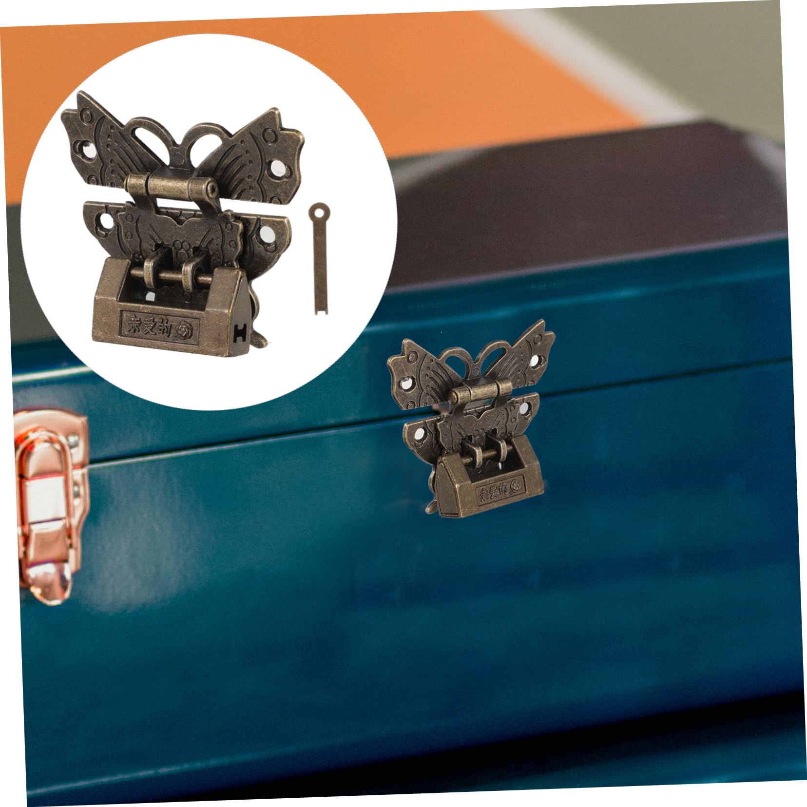 HOMSFOU 4 Set Serratura Antica Con Chiave Chiavistelli Tampone Elementi Bordo Arredamento Chiavistello Lucchetti Con Armadietti Retrò Mini Maniglia Grillo Armadietto Porta Lega Di Zinco