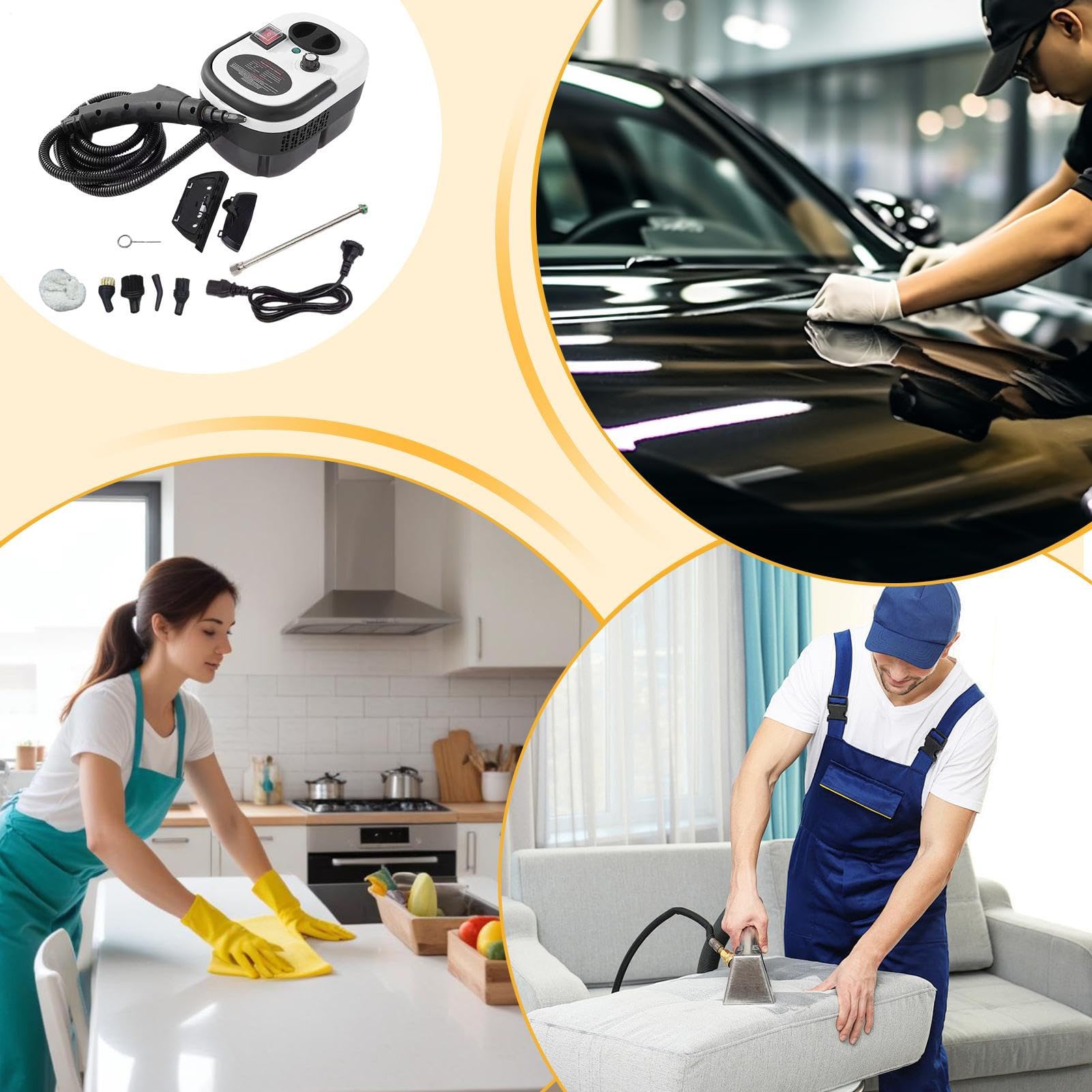 Pulitore a Vapore ad Alta Pressione - Potente 2500W 6 Livelli Ad Alta Pressione - Per Fughe Pavimenti | Per Tappezzeria Finestre Auto Sporco Grasso Pavimenti