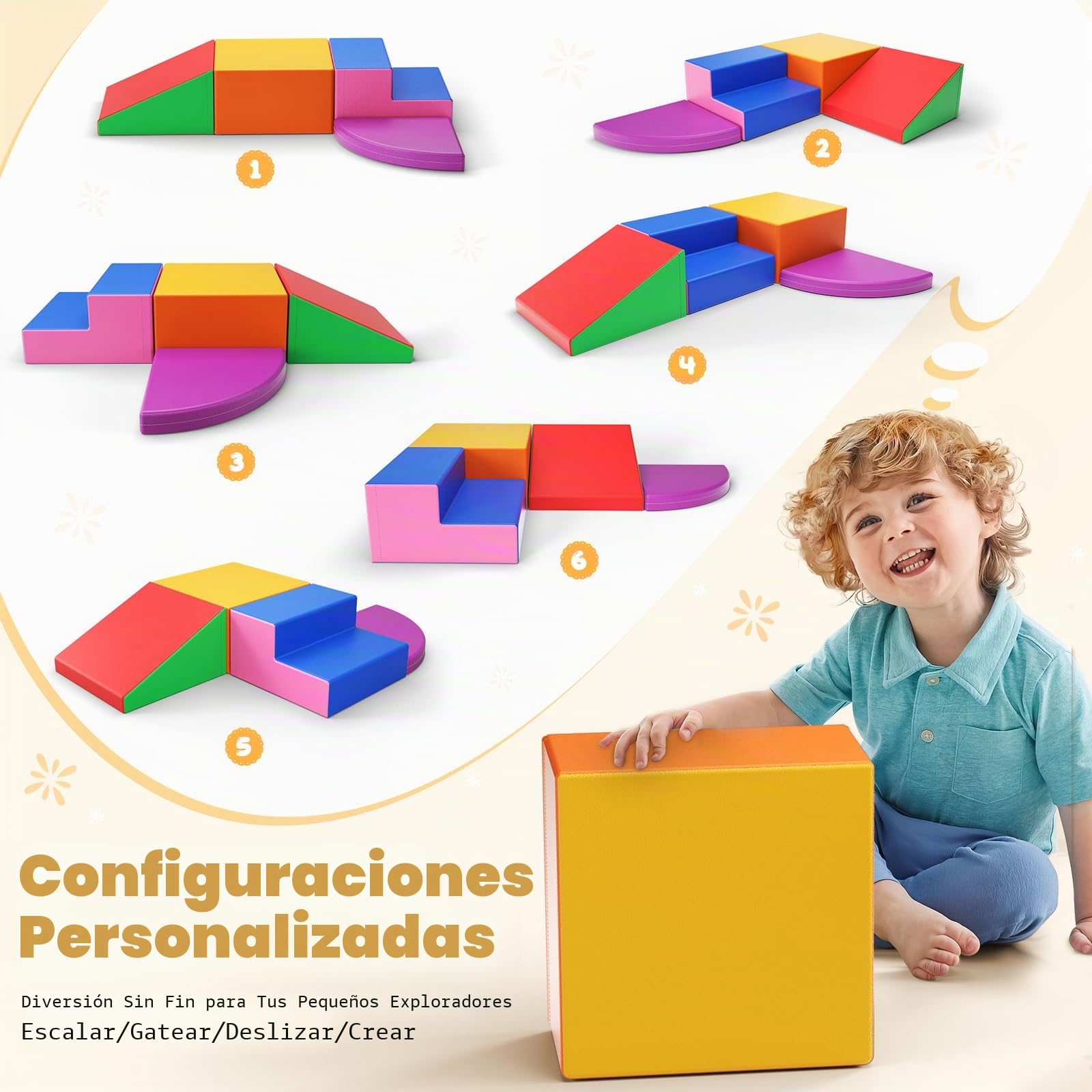 Bloques de espuma para niños, bloques de espuma grandes, bloques de escalada para interiores, marcos de escalada para niños (4 unidades)