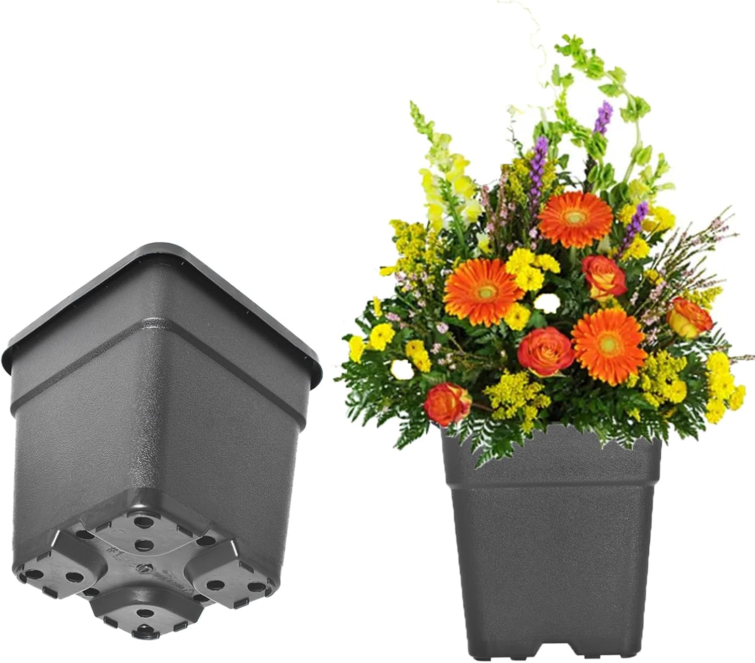 Broken, 10 Pack 5 Gallon Plastic Garden Plant Nursery Pot Square Black Injection Molding Nursery Pot for Indoor or Outdoor