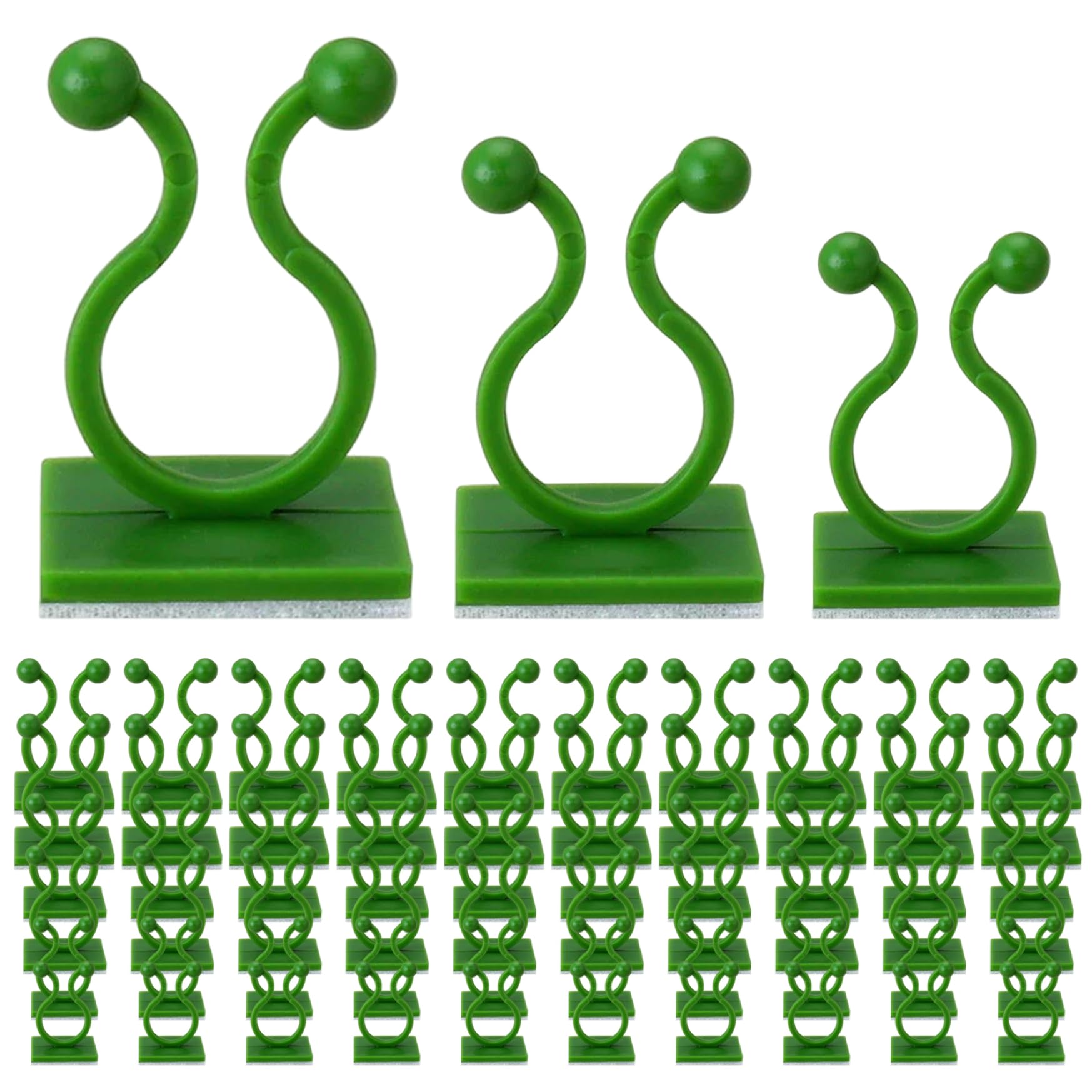 Vistnale Plant Clips|110Pcs Plant Clips, 3 Different Sizes Green Self-Adhesive Support for Vine Branches, Wires and Cables