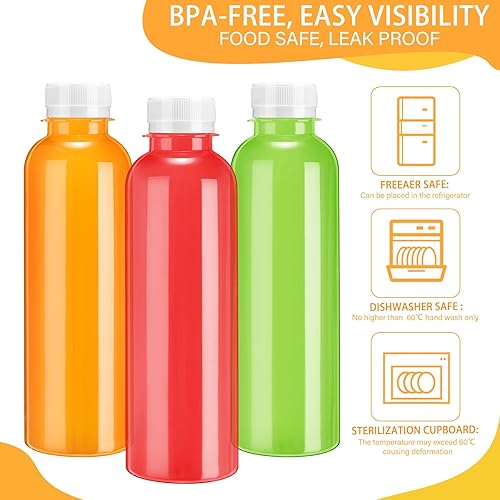 Miniatura 3 de 200 botellas de jugo para jugo, botellas de plástico para jugo con tapas, botellas transparentes a granel con tapas, botellas de PET vacías