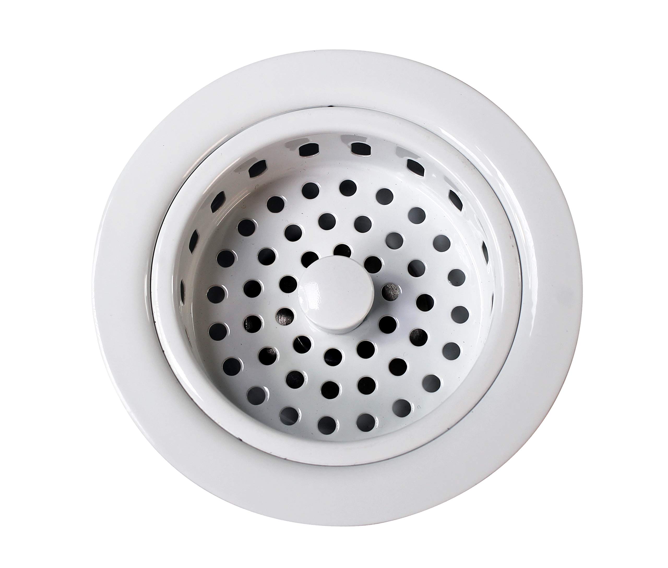 Westbrass CO2165S-50 Lot combiné de bride de vidange pour évier de cuisine avec passoire à panier, revêtement poudré blanc de 8,9 cm
