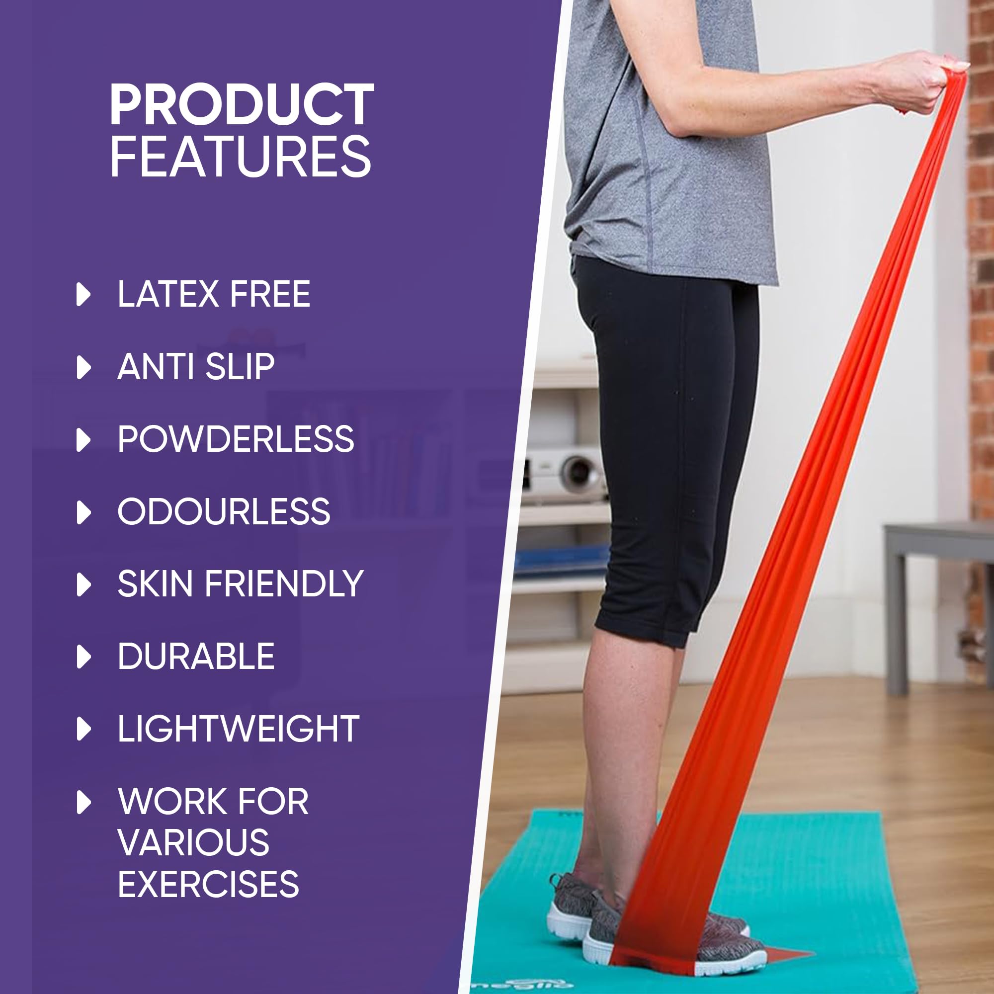 Meglio Rotolo di Fascia di Resistenza - (23 metri) Fasce di Resistenza Senza Lattice per lo Sviluppo Della Forza, Fascia Pilates per il Fitness, Flessibile, Fisioterapia, Fasce per Stretching e Yoga
