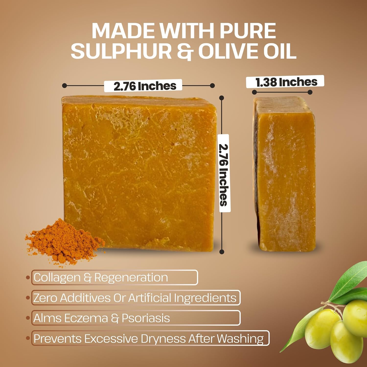 Dr.Ancient Sulfur Soap Bar, Organic Soap Bars Handcrafted the Traditional Way, Natural Chemical-Free, Vegan, Used for Face Wash, Body Wash, Daily Skincare Routine