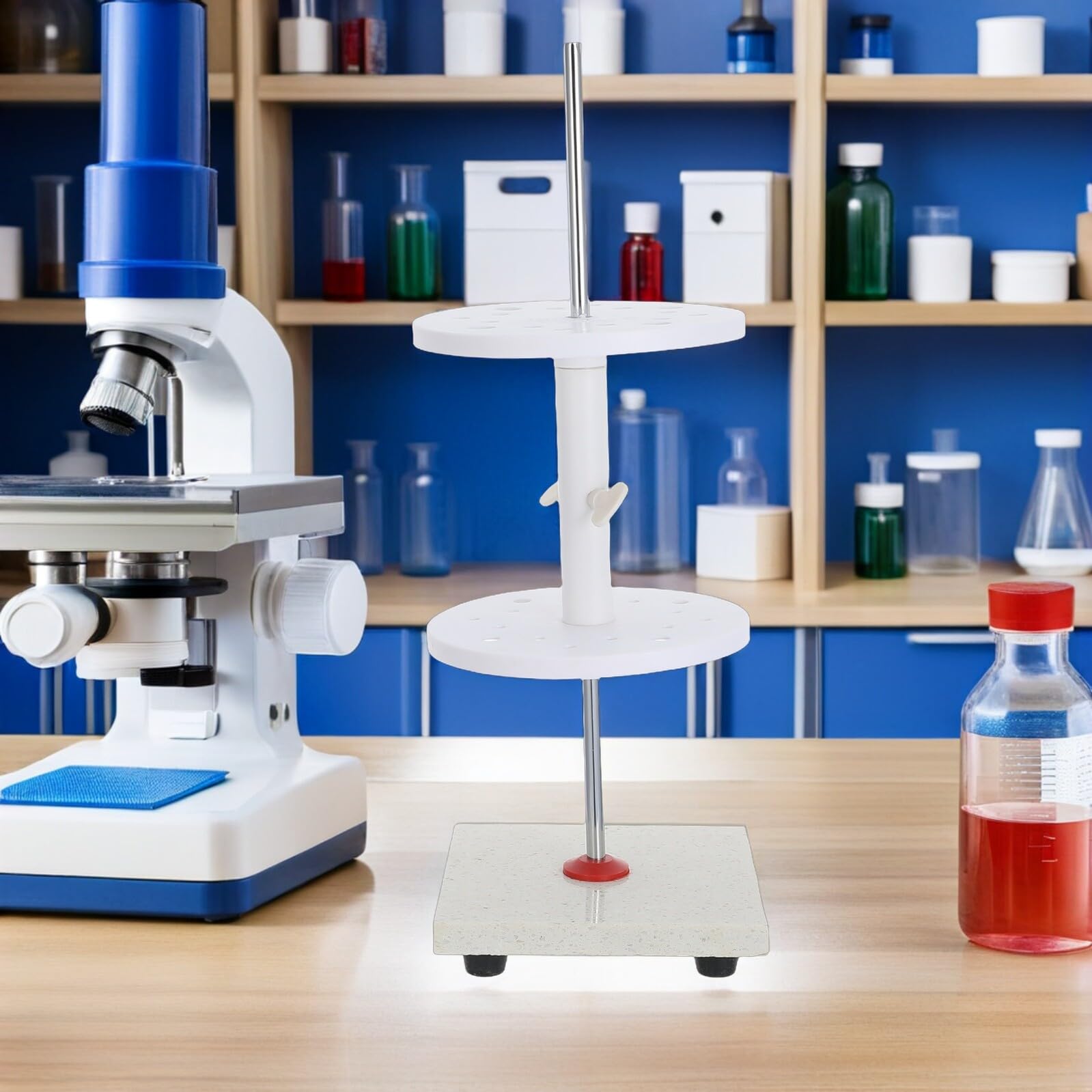 SHINEOFI Soporte para Pipetas de Mármol Diseño Estable y 16 Orificios Giratorios, Organizador Elegante para Suministros de Laboratorio Escolar