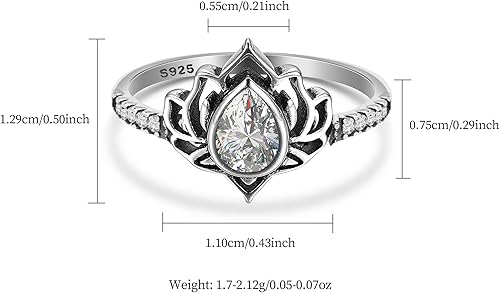 Miniatura 4 de LOVECOM Anillo de loto para mujeres, adolescentes y niñas, plata de ley 925, anillos de promesa de flor de loto, circonita cúbica, anillo inspirador