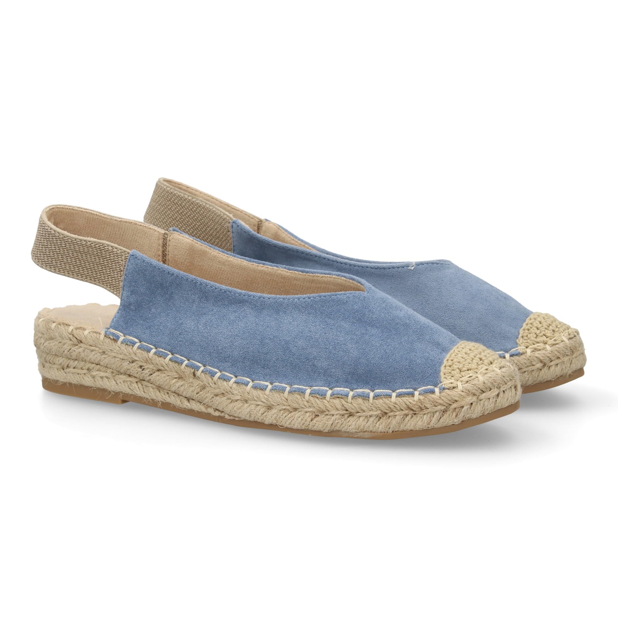 shoes&blues.es Alpargata de Mujer con Diseno Clasico y Comodo, Ideal para Verano. Suela de Yute Trenzado, Plano, Ligera y Comoda. Cierre Elastico. Estampado Liso.