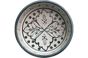 Creative Co-Op Hand-Painted Botanical Stoneware Dog Bowl