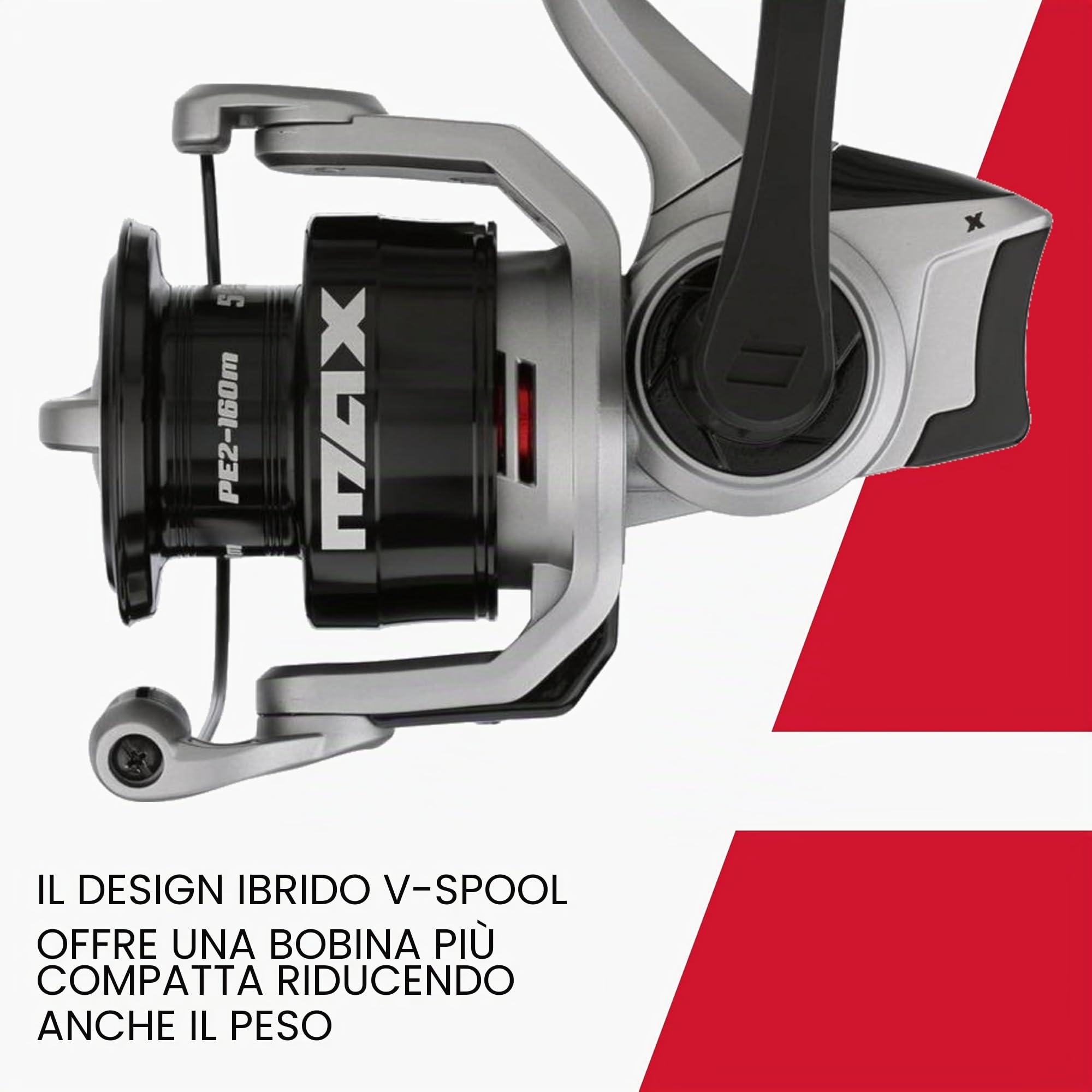 Abu Garcia Max X Mulinello da spinning, telaio leggero in grafite, design V-Spool, bobina in alluminio con treccia, funzionamento fluido per la pesca in acqua dolce e salata - disponible en tailles