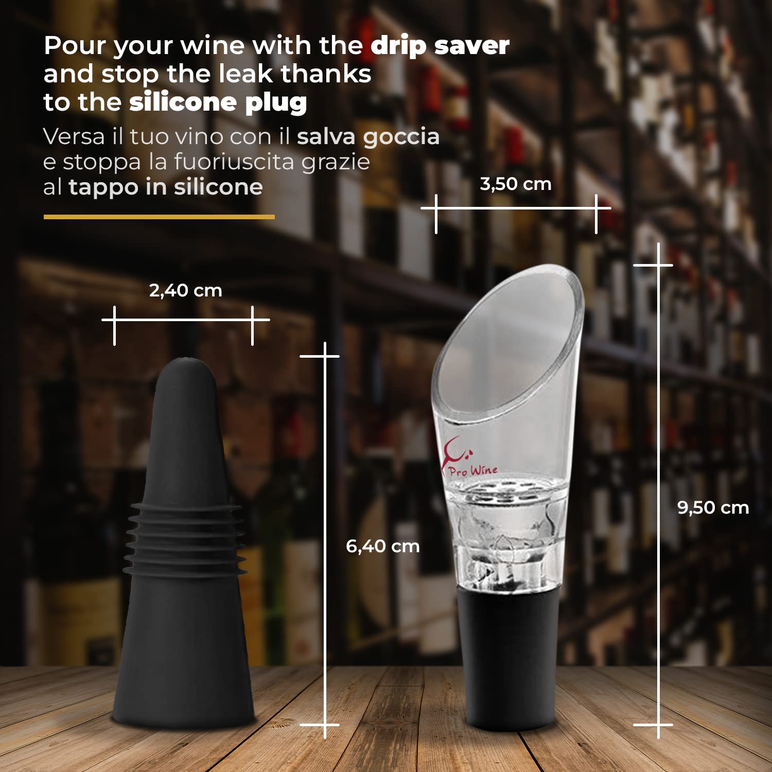 Cable Technologies Wine Pourer/Aerator + Wine Cap/Stopper, Pro Wine Pack Utility Wine Accessories - Image 3
