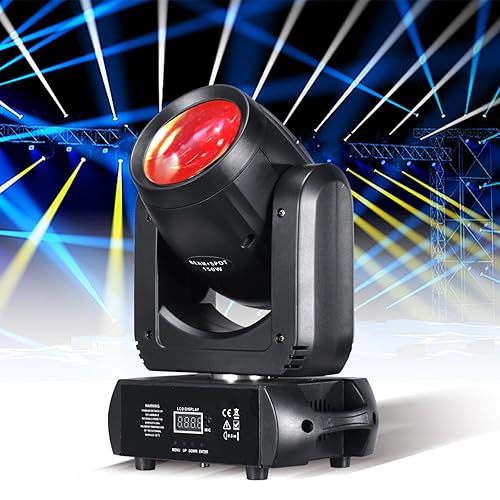 DJXFLI Moving Head Light 150W Stage Lights 8 Gobos 8 Colors 12 Channels Beam Spotlights 18-Face Prism DMX 512 with Sound-Activated for Party Event Wedding DJ Lighting (1)