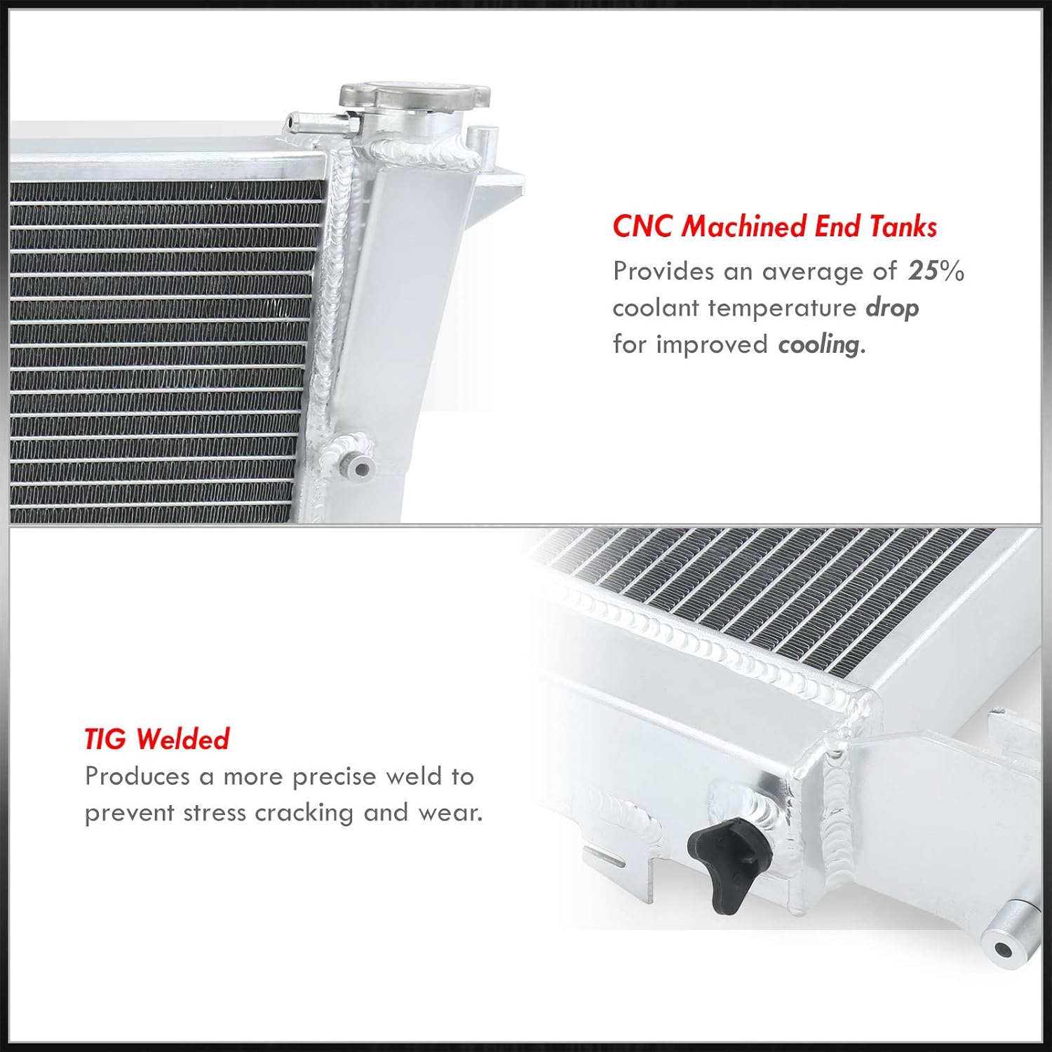 AJP Distributors Dual Core 2-Row Full Aluminum Radiator Engine Motor Cooling Upgrade Compatible/Replacement For Genesis Coupe 2.0T 2.0L L4 Turbo R-Spec Manual Transmission 2010 2012 2012