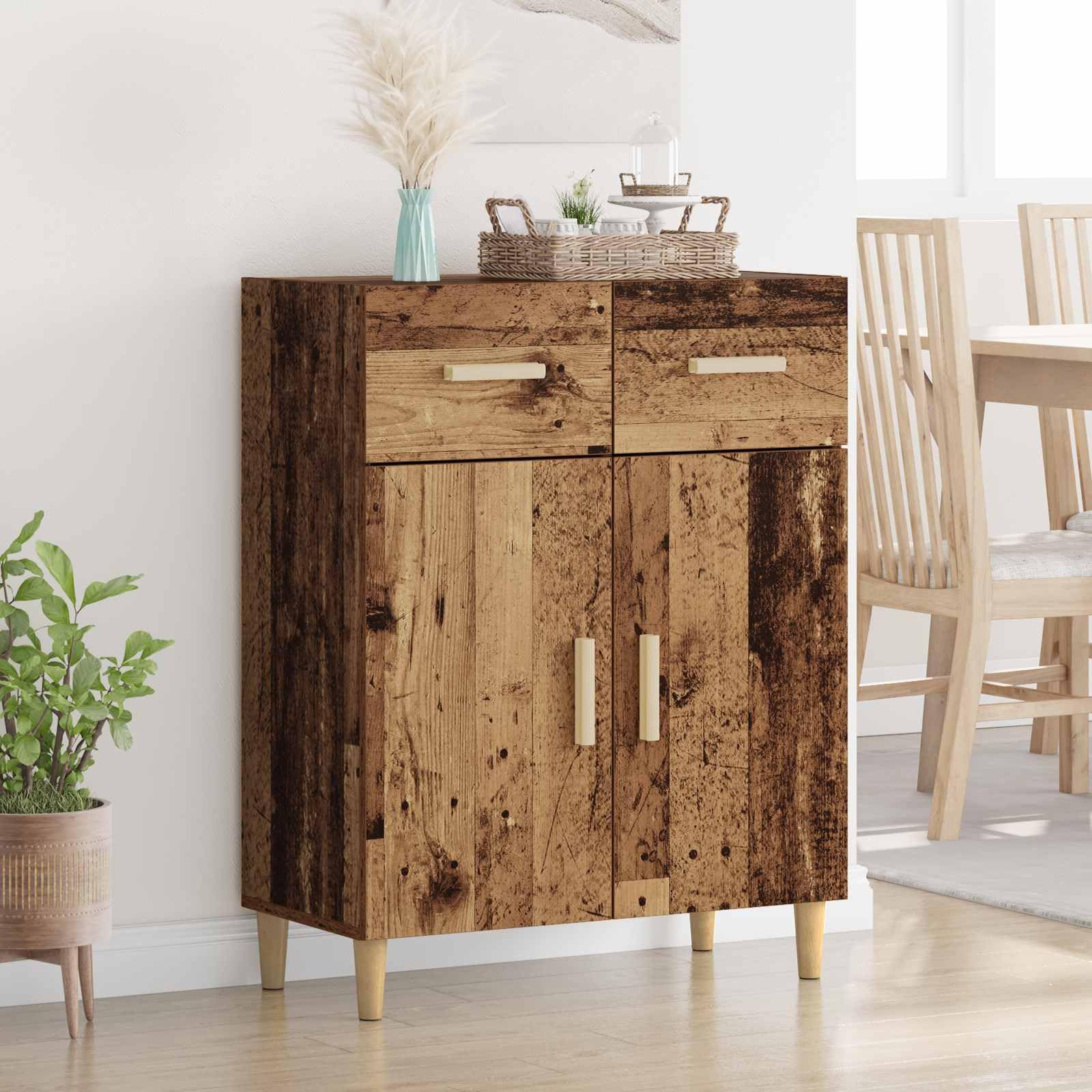 Générique Bufet współczesny design z drewna inżynieryjnego, schowek do salonu z drzwiami i szufladami podtynkowe, nowoczesny prostokątny mebel 34 x 69,5 x 89 cm