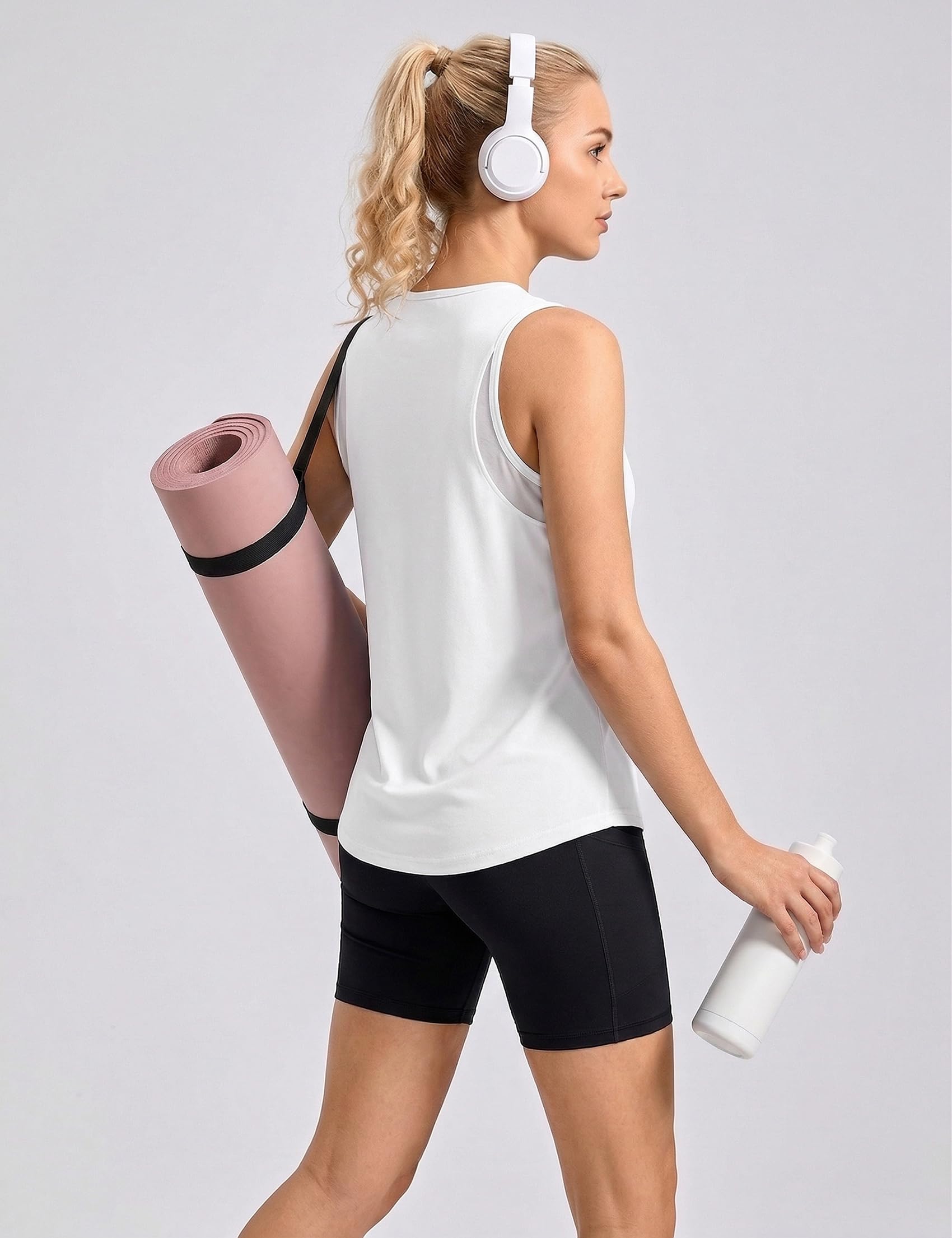 Camiseta Deportiva Mujer de Tirantes sin Mangas con Malla Transpirable Ligera para Fitness Yoga Running S-3XL