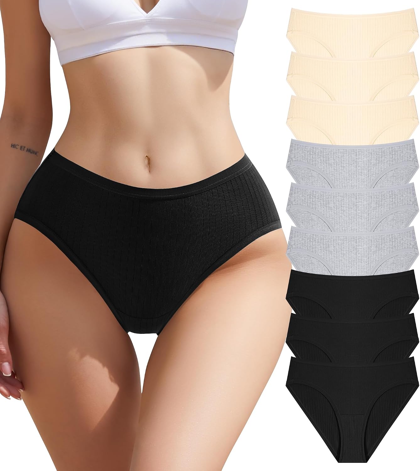 9 Pack Womens Underwear Cotton High Leg Brief Underwear for Women Pack High Waisted Briefs Soft Breathable Panties