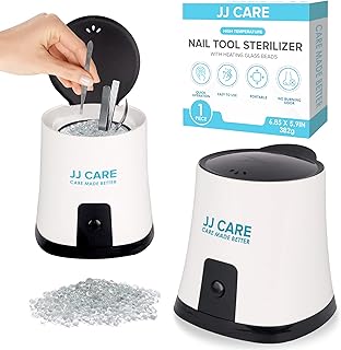 JJ CARE Nail Tool Sterilizer with 70g Glass Beads, High-Temperature Sterilizer for Nail Tools, Sterilizer for Esthetician, Cleaning Pot Sanitizer for Nail Tools, Nail Sterilizer Machine for Salon