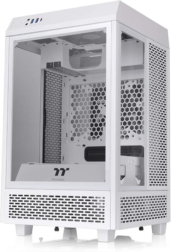 Thermaltake The Tower 100 Snow Edition Mini Tower PC Case with 3 Sided Tempered Glass Panel CA-1R3-00S6WN-00 CS8081