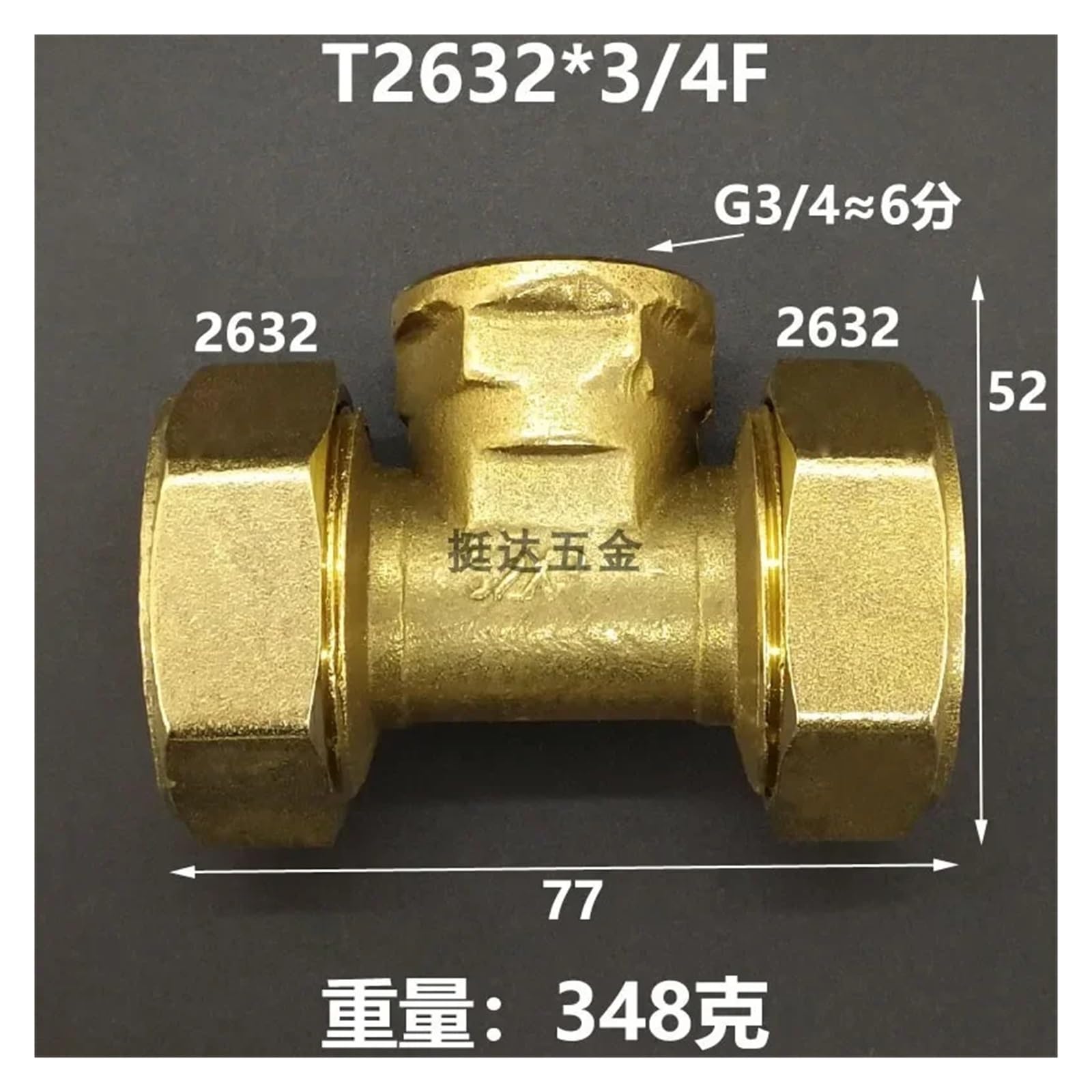 LIUCH 1216 1418 1620 2025 2632 PEX-AL-PEX 1/2" 3/4" 1" męski żeński trójnik mosiężny 3 Wasy złącze rurowe do słonecznego ogrzewania podłogowego(3l4 BSPFx2632)