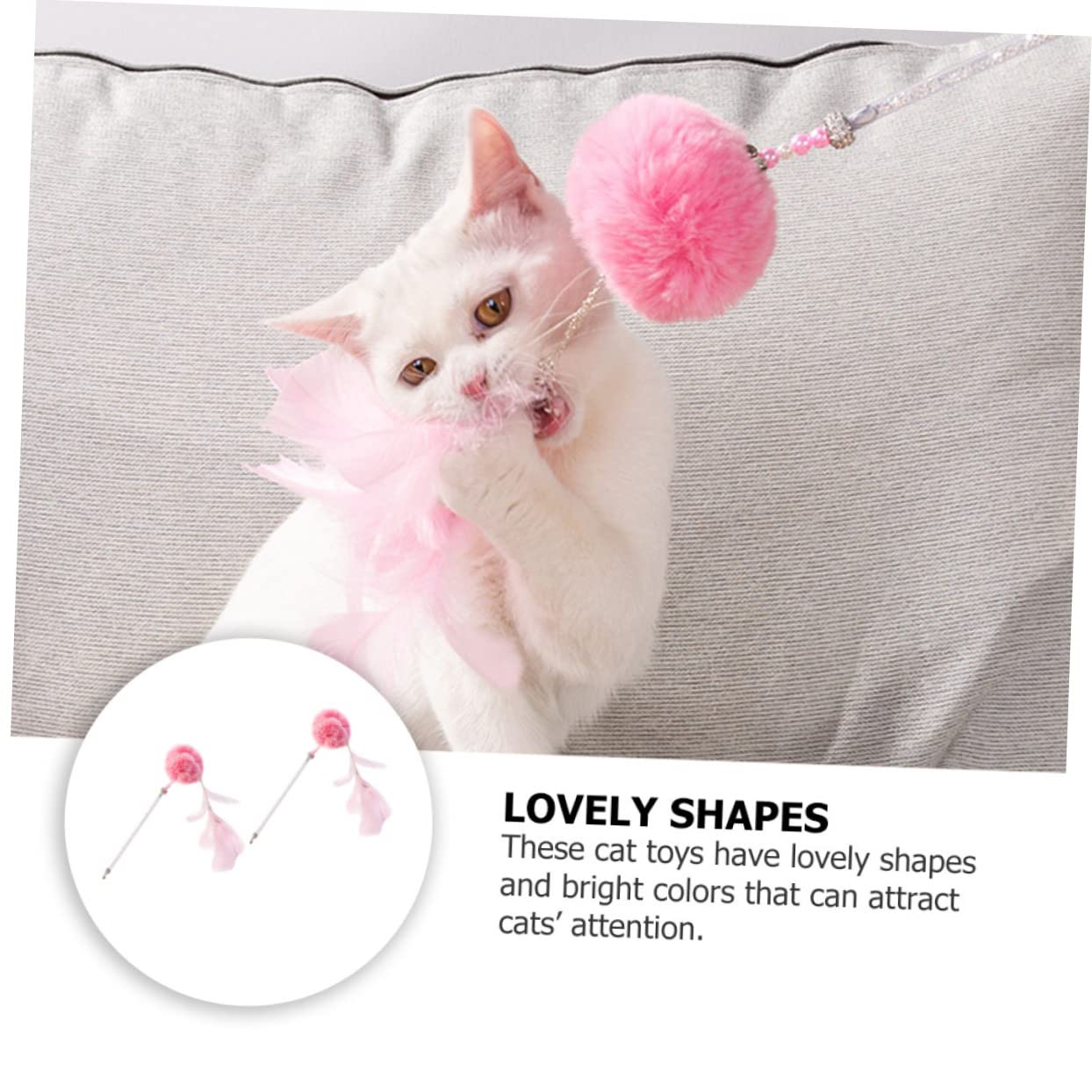 SUPVOX 6pièces Jouets pour Chats Bâtons à Plumes Et Pompons Interactifs Accessoires De Jeu pour Chats Rose